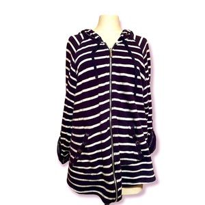 NORTHCREST plus-size navy striped cotton full-zip hoodie size 2x